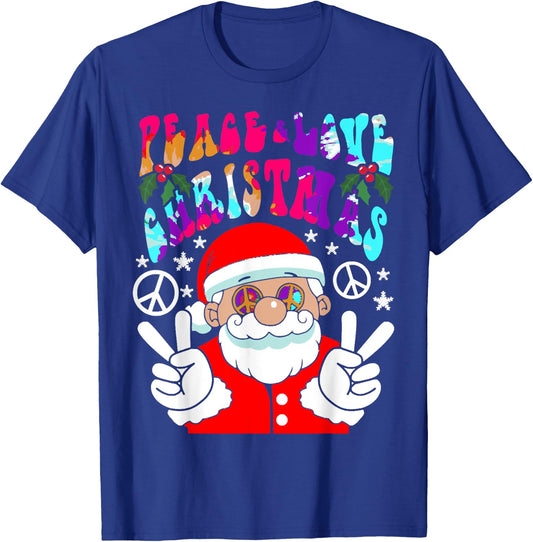 Hippie Santa Claus Peace And Love Tie Dye Groovy T-Shirt - T-Shirt | Royal