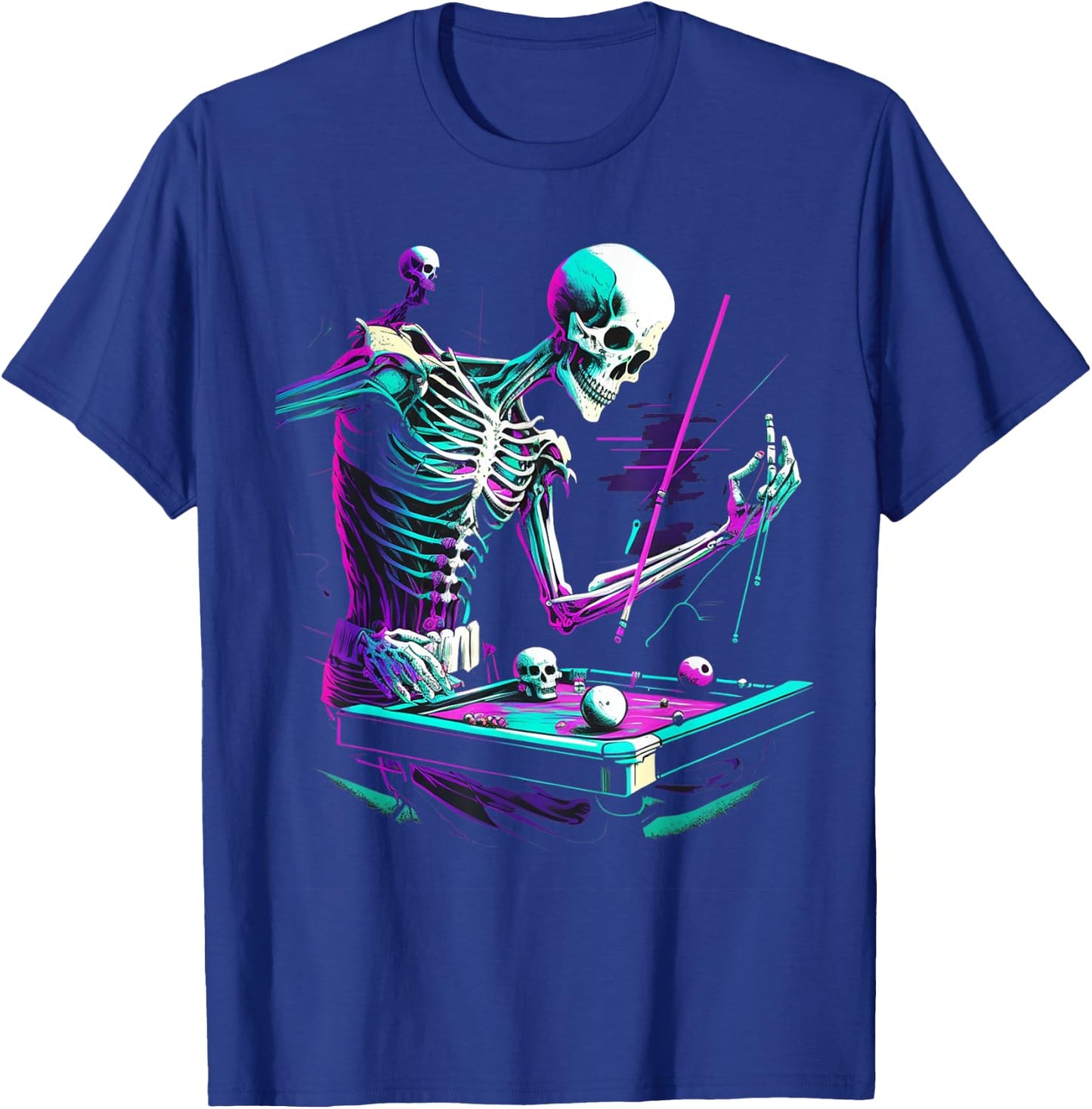 Skeleton Playing Billiard Halloween Costume Sport Pool T-Shirt - T-Shirt | Royal