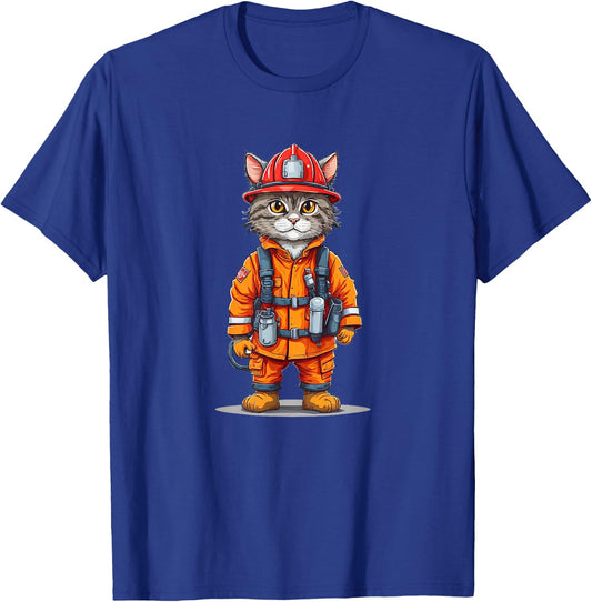 Fire Fighter Cat T-Shirt - T-Shirt | Royal