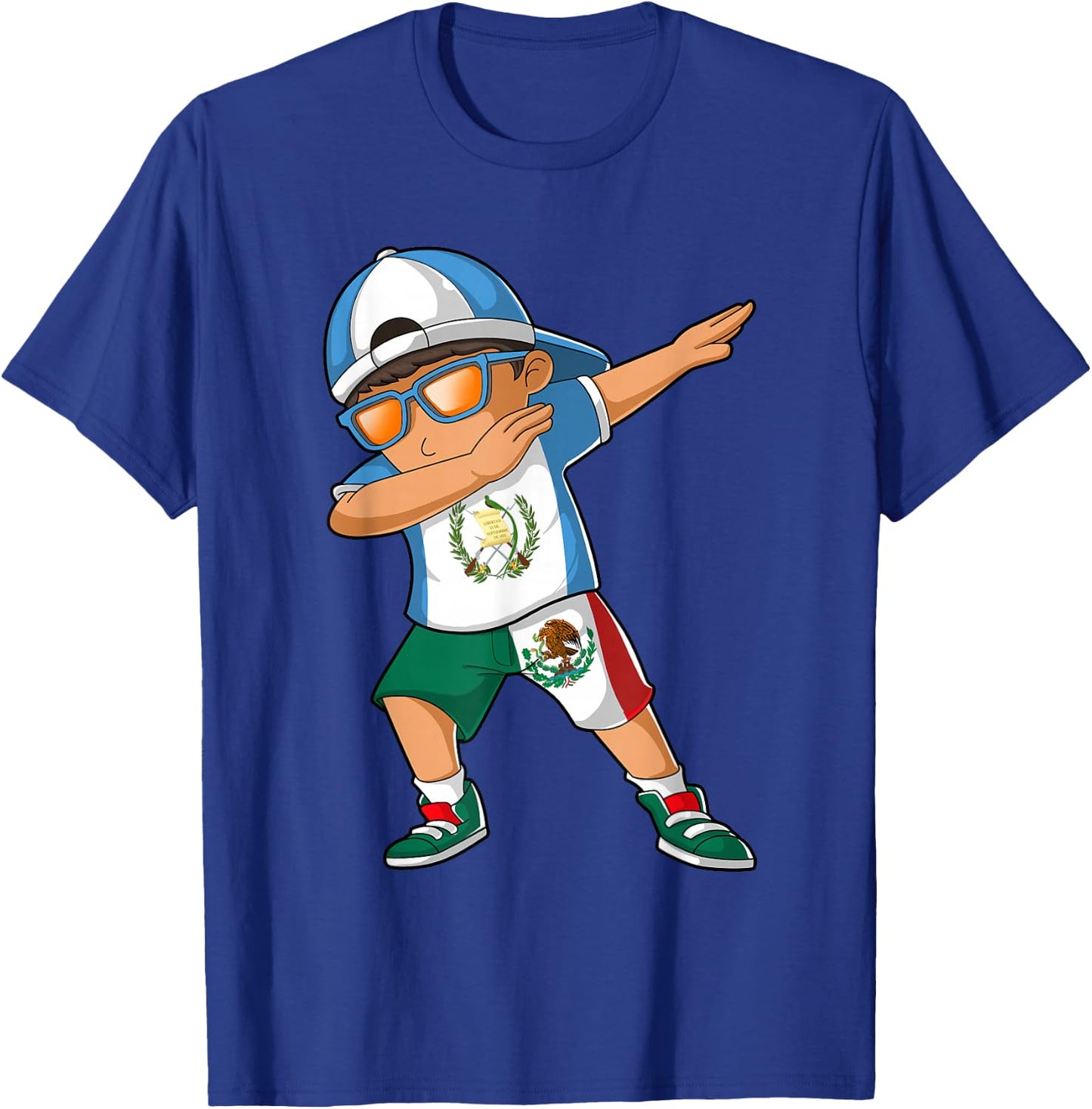 Half Guatemalan Half Mexican Boy Guatemala Flag T-Shirt - T-Shirt | Royal