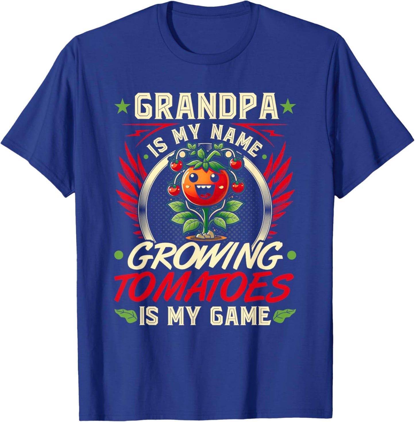 Grandpa Tomato Gardening Quote, Funny Tomato Farmer T-Shirt - T-Shirt | Royal