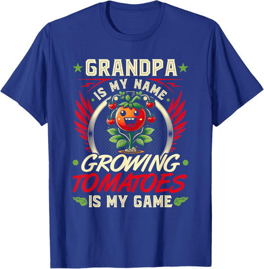 Grandpa Tomato Gardening Quote, Funny Tomato Farmer T-Shirt - T-Shirt | Royal