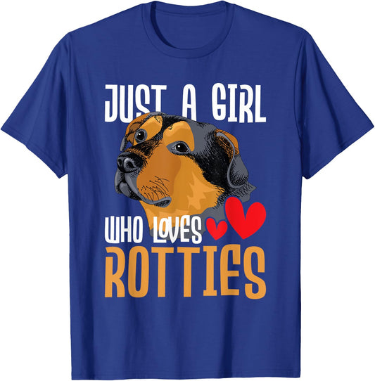 Just A Girl Who Loves Rotties - Rottweiler Dog Owner Puppy T-Shirt - T-Shirt | Royal