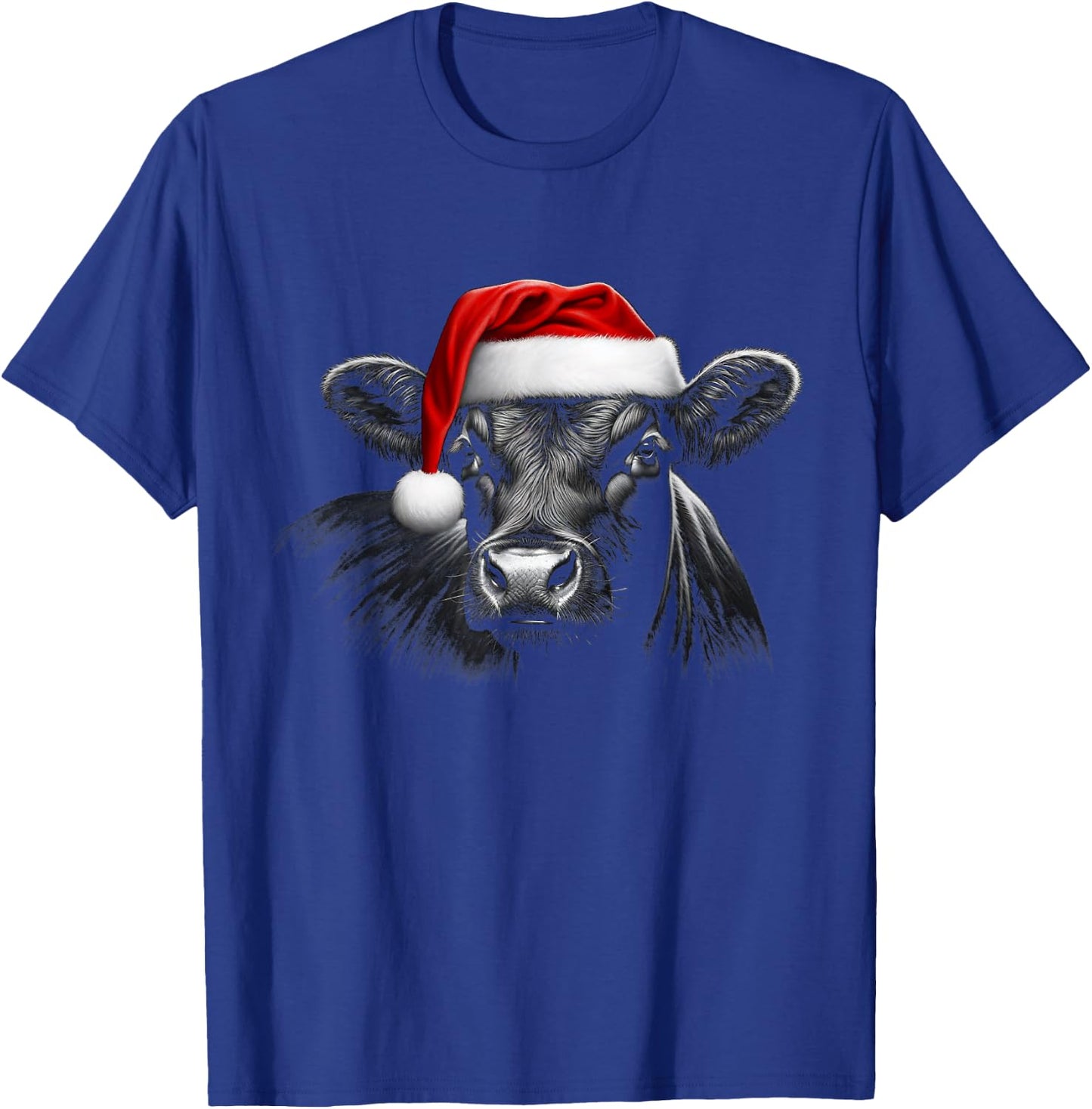 Angus Rancher Christmas Hat Cow Santa Hat Black T-Shirt - T-Shirt | Royal