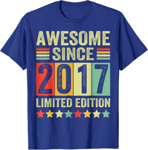 Est 2017 Limited Edition 6th Birthday Gifts 6 Year Old T-Shirt - T-Shirt | Royal
