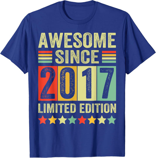 Est 2017 Limited Edition 6th Birthday Gifts 6 Year Old T-Shirt - T-Shirt | Royal