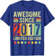 Est 2017 Limited Edition 6th Birthday Gifts 6 Year Old T-Shirt - T-Shirt | Royal
