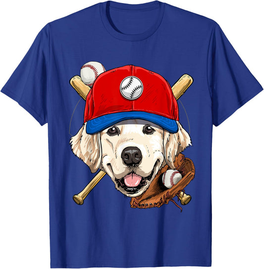 Golden Retriever Baseball Dog Lovers Baseball Player Women Girls Kids T-Shirt - T-Shirt | Royal
