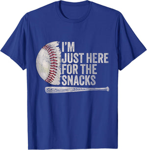 Funny Baseball Player Saying I'm Just Here For The snacks T-Shirt - T-Shirt | Royal