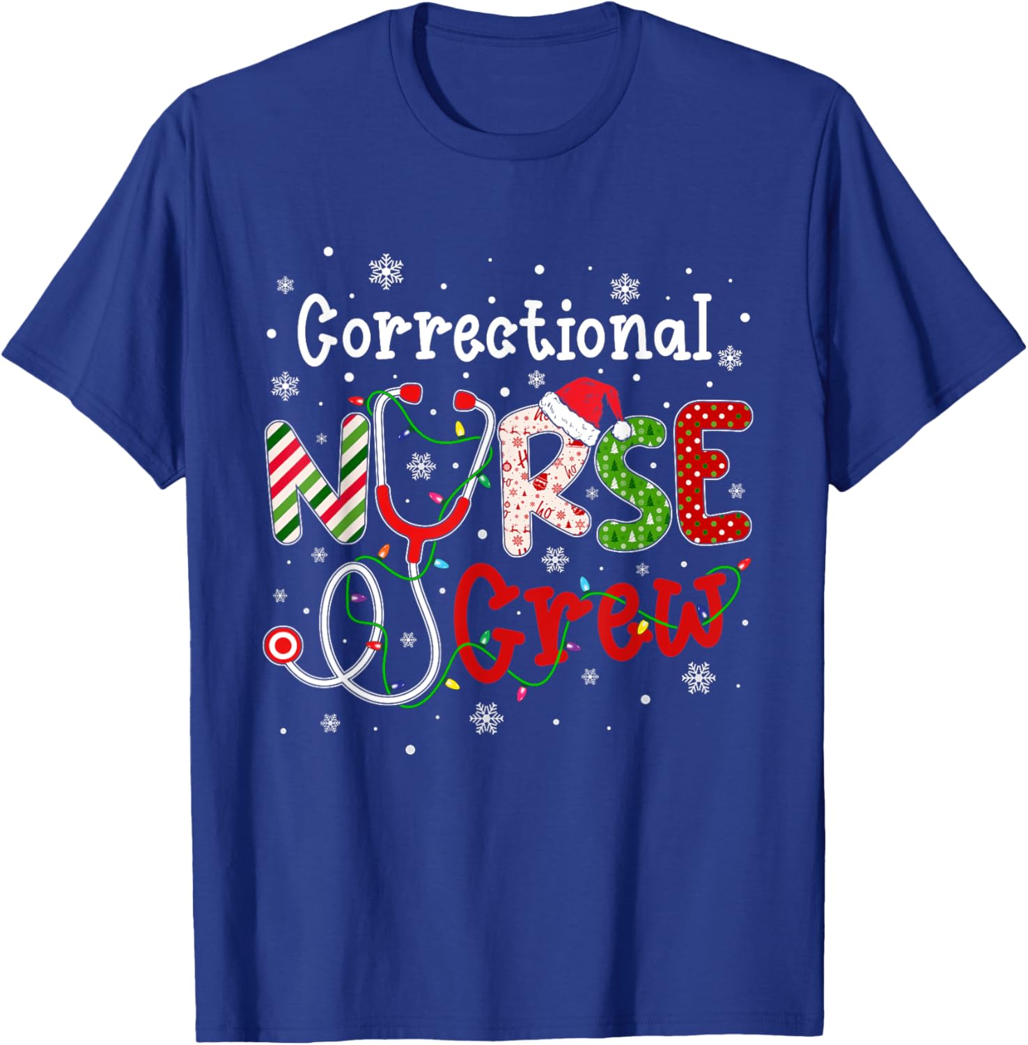 Correctional Christmas Nurse Crew Nursing Christmas Pattern T-Shirt - T-Shirt | Royal