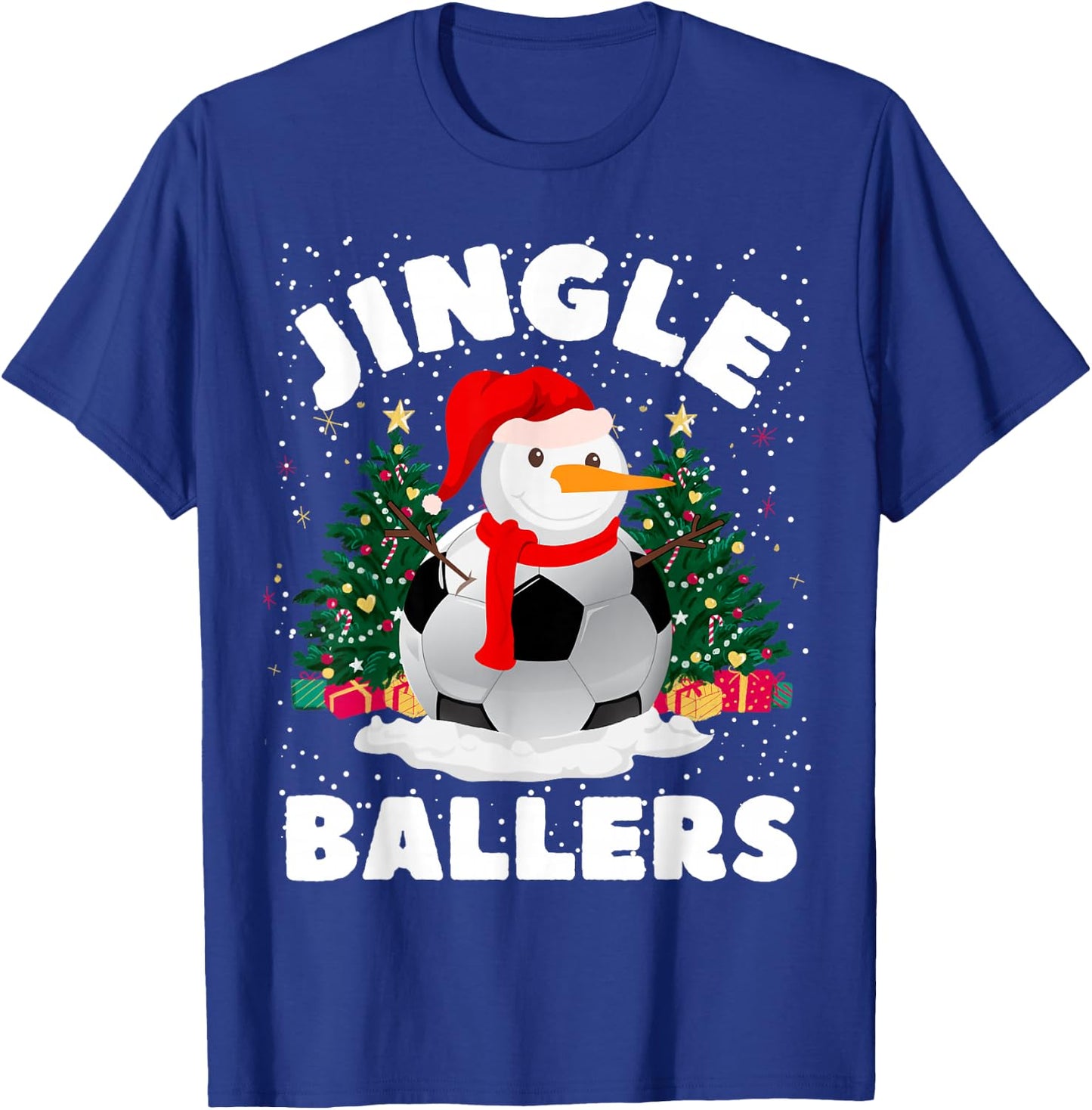 Jingle Ballers Funny Soccer ball Snowman Christmas Football T-Shirt - T-Shirt | Royal