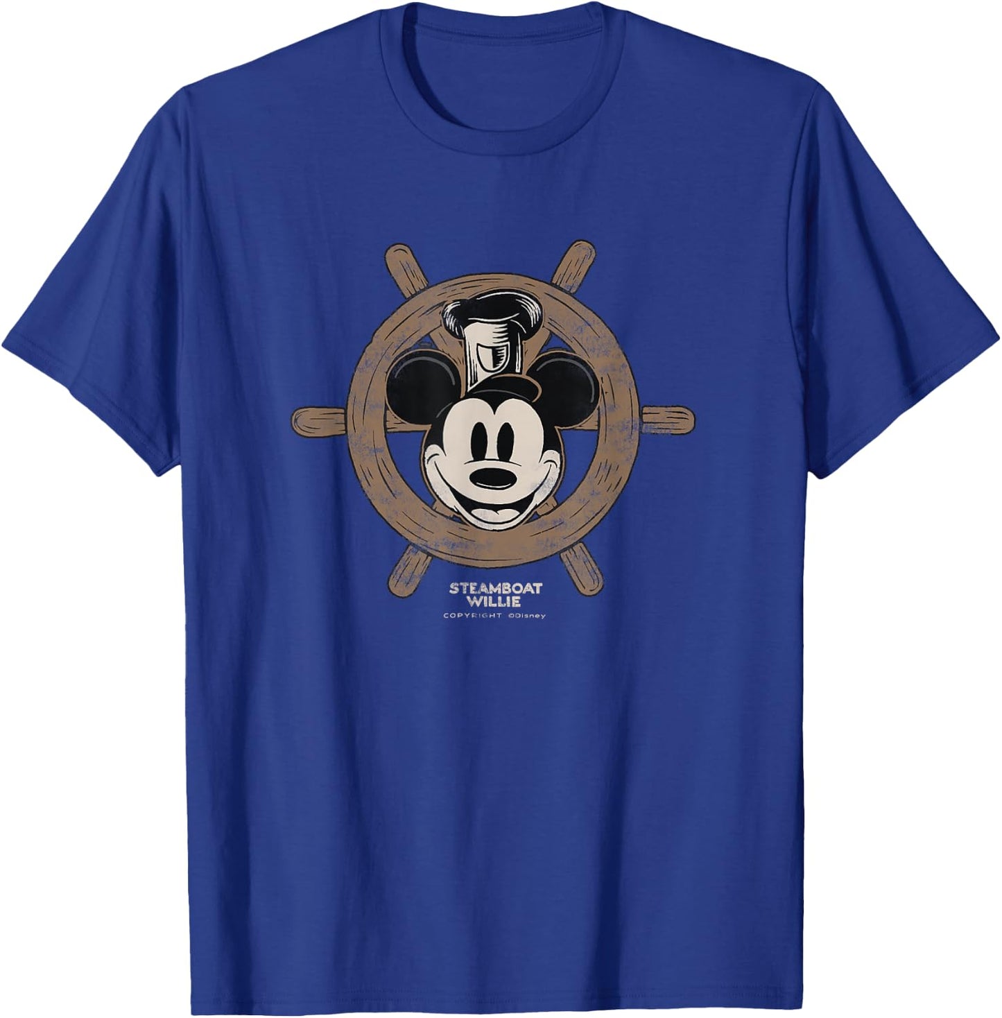 Disney 100 Mickey Mouse Steamboat Willie Wheel D100 Small T-Shirt - T-Shirt | Royal