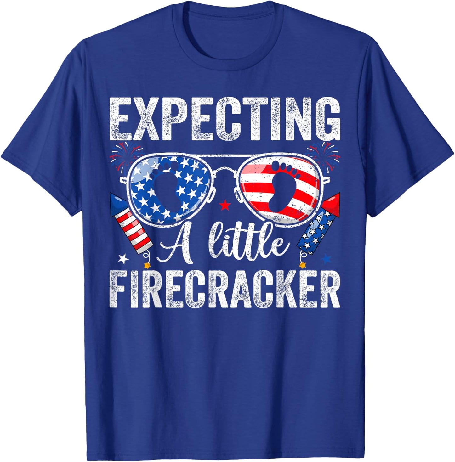 Funny 4th of July Pregnancy Expecting A Little Firecracker T-Shirt - T-Shirt | Royal
