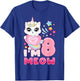 Birthday girl 8 years old, cat, unicorn, 8th birthday T-Shirt - T-Shirt | Royal
