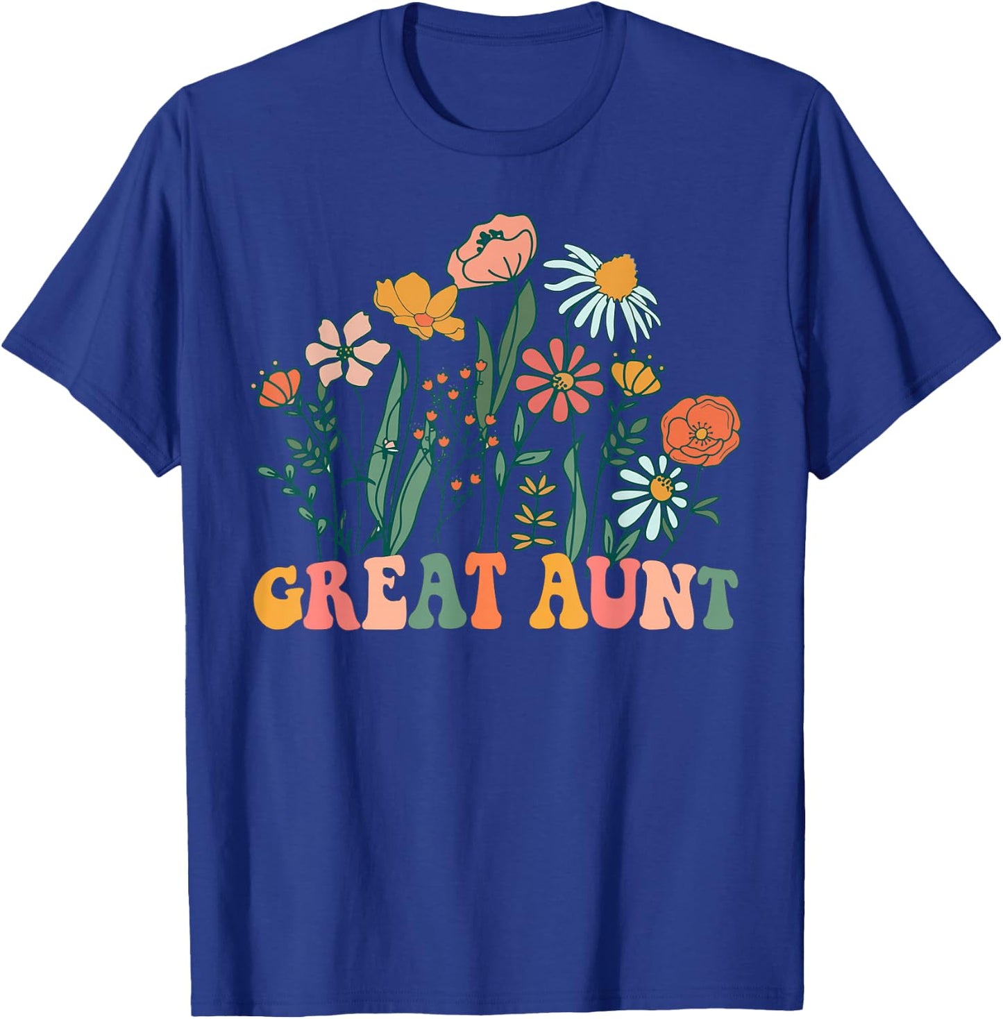 New GREAT AUNT Wildflower First Birthday & Baby Shower T-Shirt - T-Shirt | Royal