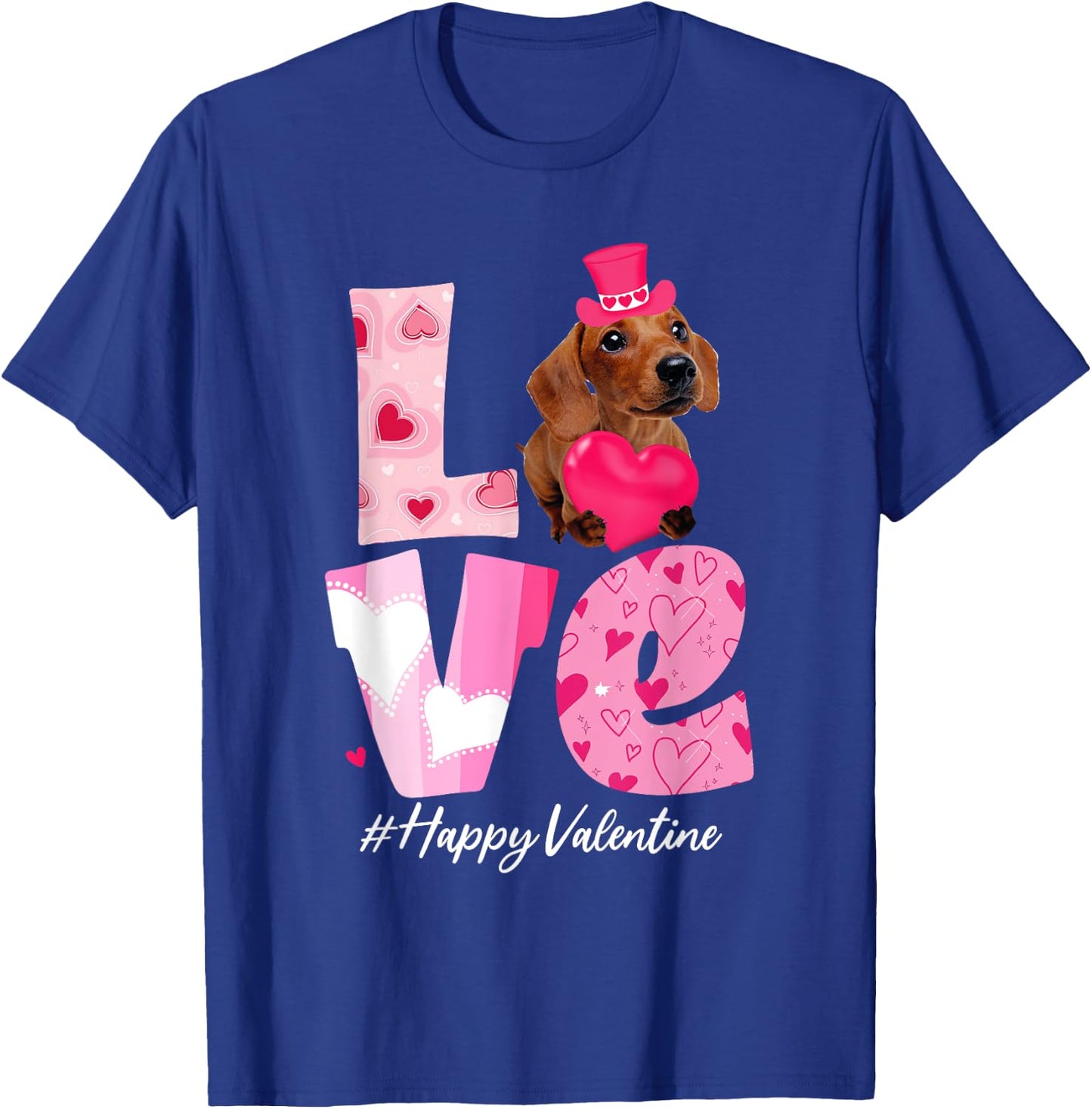 LOVE Dachshund Valentine Day with Dachshund Dog Women Kids T-Shirt - T-Shirt | Royal