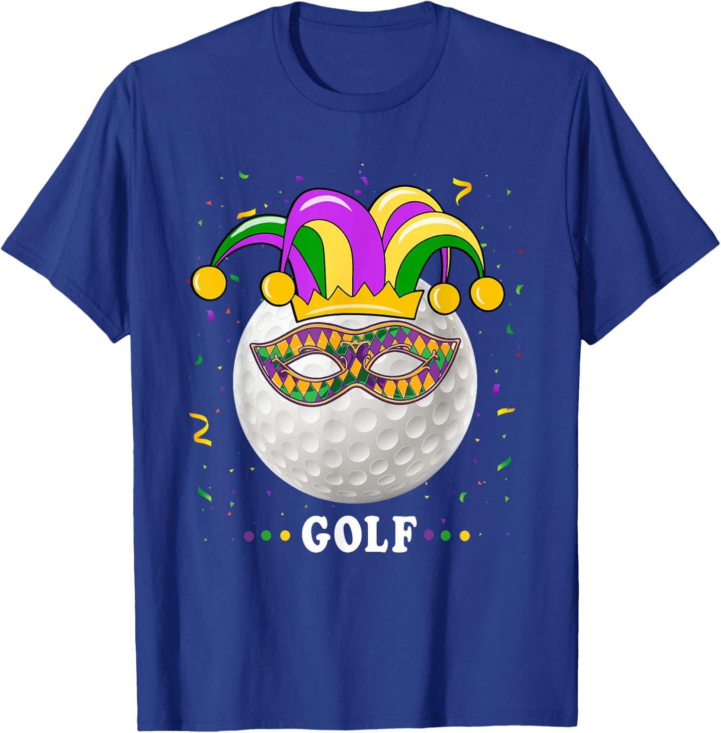 Mardi Gras Golf Costume Mardi Gras Jester Hat Golf Lover T-Shirt - T-Shirt | Royal