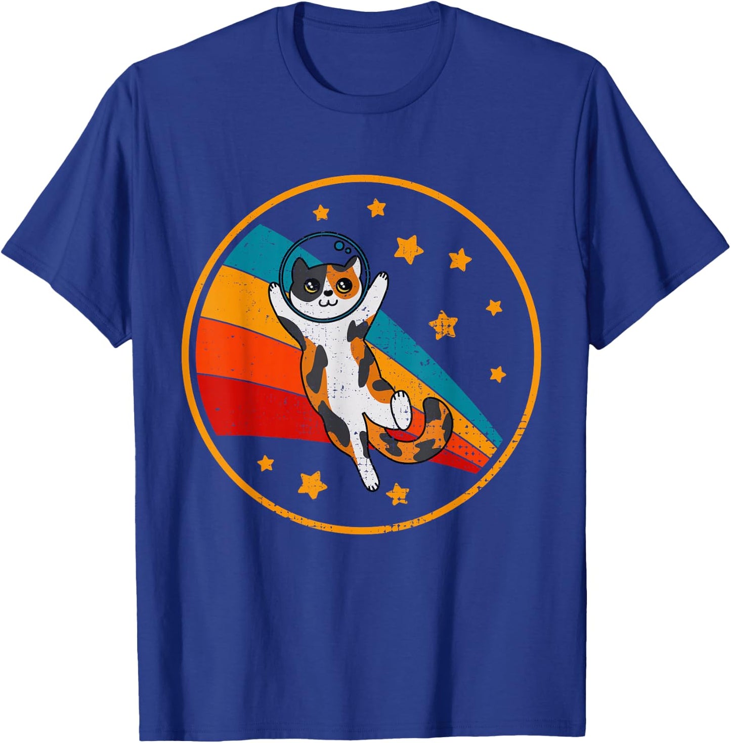 Cute Vintage Calico Cat Retro Space Cat T-Shirt - T-Shirt | Royal