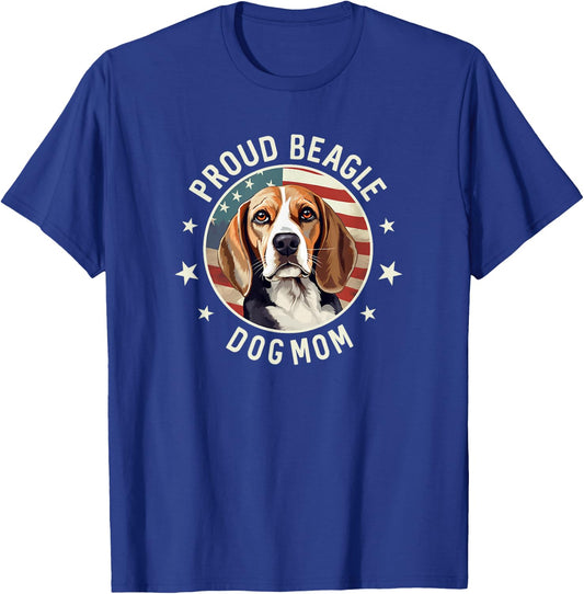 Beagle Gifts , American Flag Proud Beagle Dog Mom T-Shirt - T-Shirt | Royal