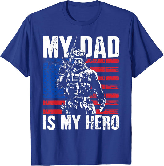 My Dad is My Hero Army Dad Fathers Day & 4th of July T-Shirt - T-Shirt | Royal