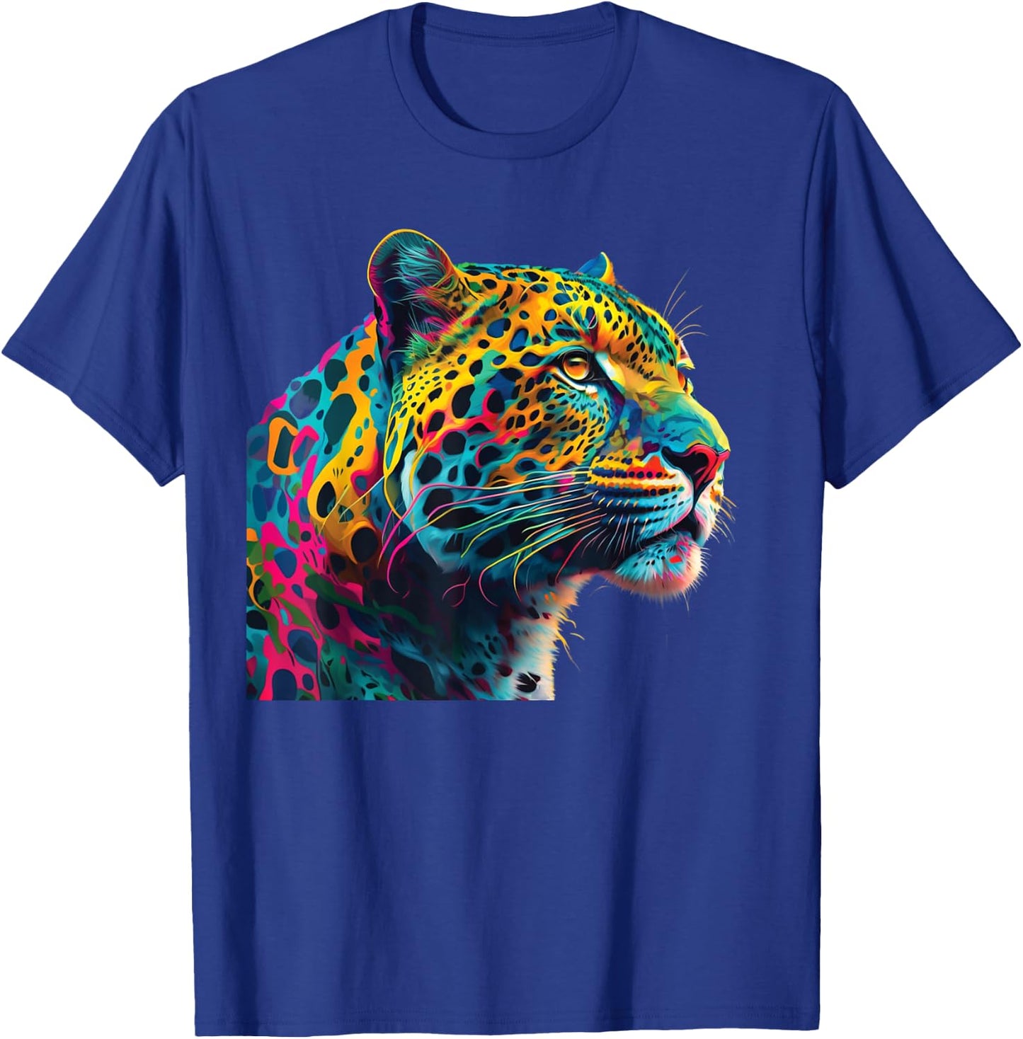 colorful leopard head art face for lover animal Wild T-Shirt - T-Shirt | Royal