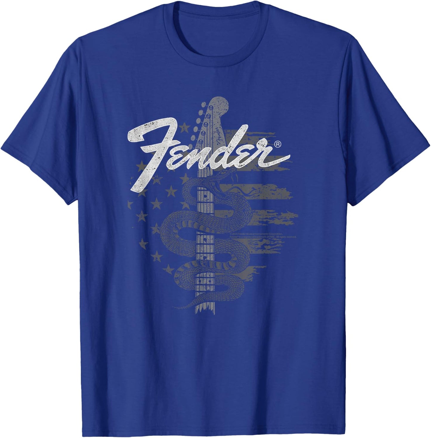 Fender Snake American Flag Guitar Rock T-Shirt - T-Shirt | Royal