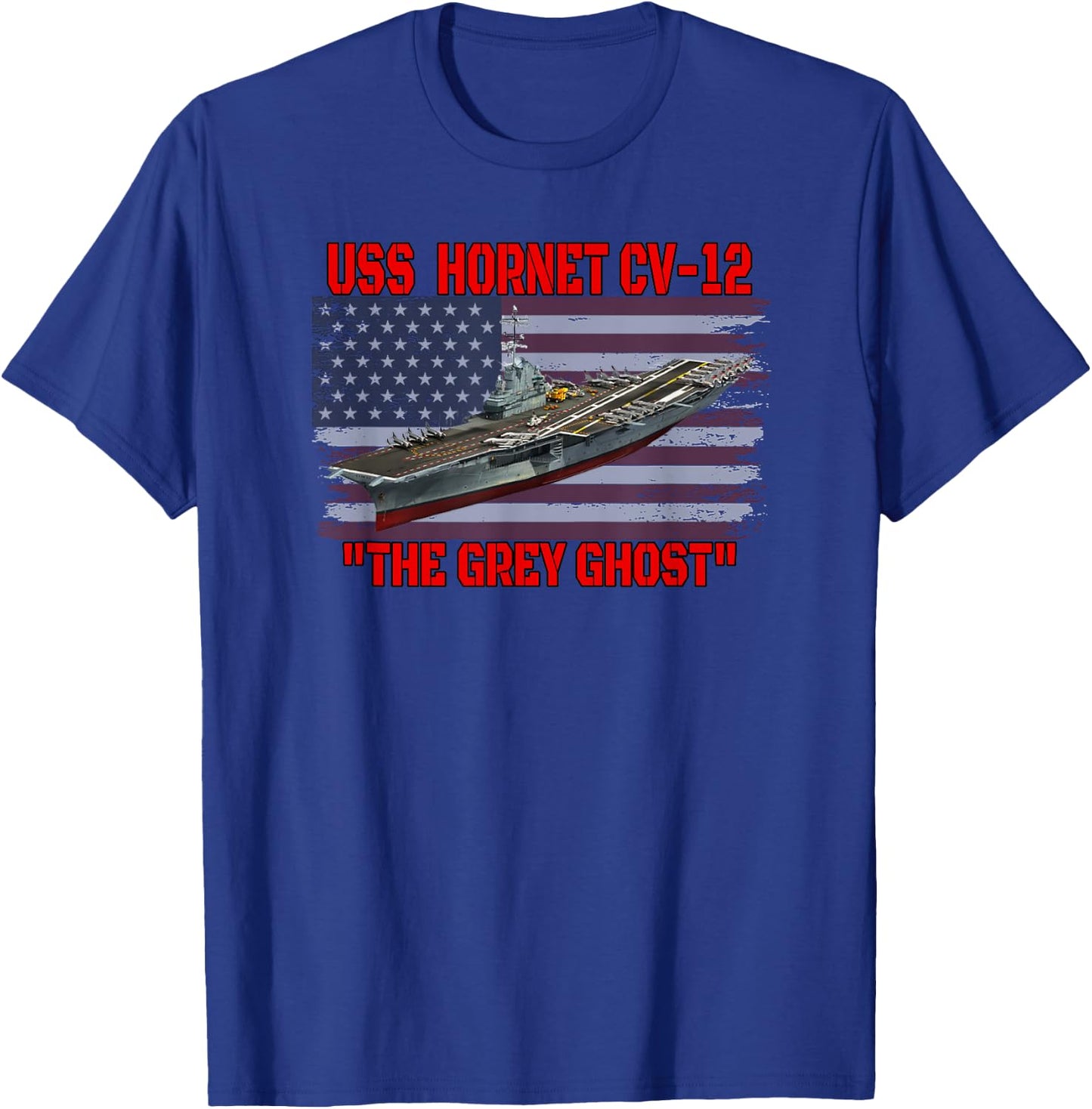Veterans Day Aircraft Carrier USS Hornet CV-12 Warship Dad T-Shirt - T-Shirt | Royal