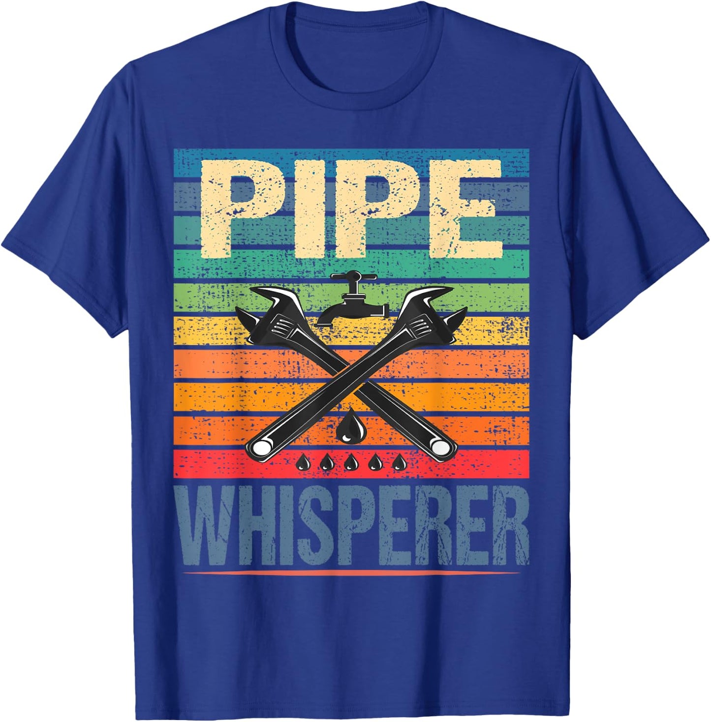 Retro Vintage Rainbow Pipe whisperer Funny Plumber T-Shirt - T-Shirt | Royal