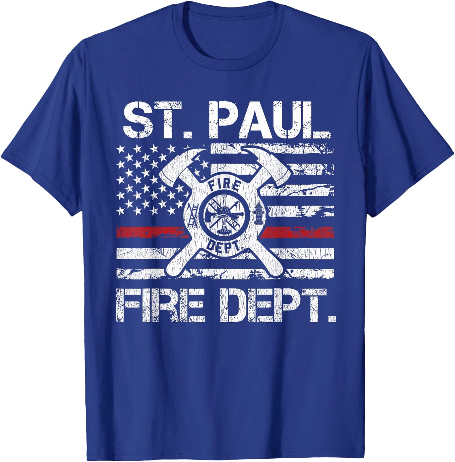 St Paul Minnesota Fire Department Thin Red Line Fireman T-Shirt - T-Shirt | Royal
