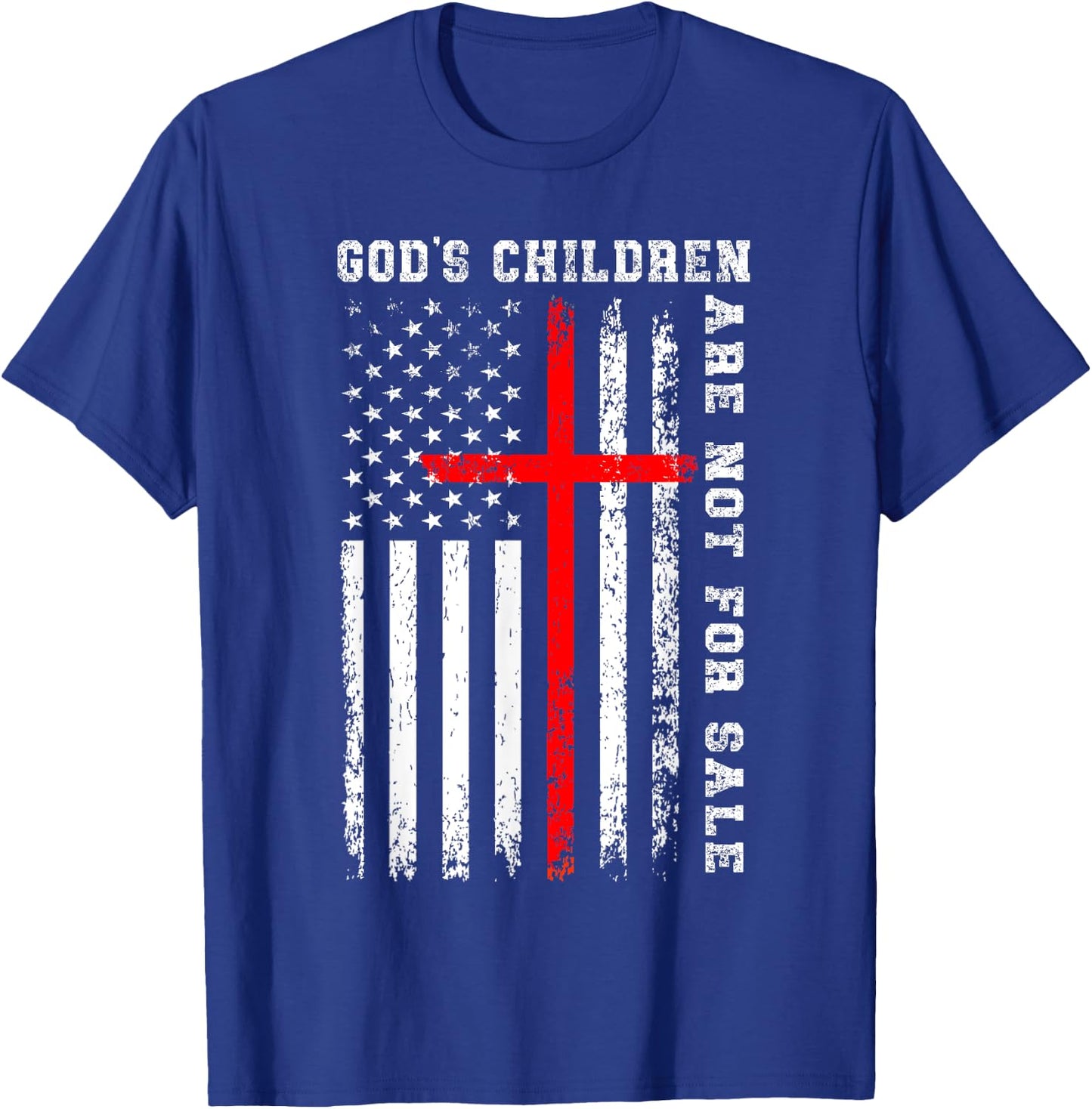 God's Children Are Not For Sale Christian USA Flag T-Shirt - T-Shirt | Royal