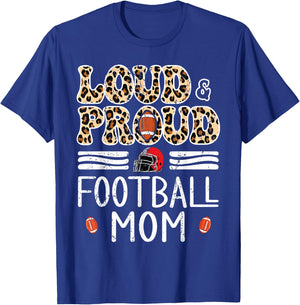 Leopard Loud & Proud American Football Mom Family Women T-Shirt - T-Shirt | Royal