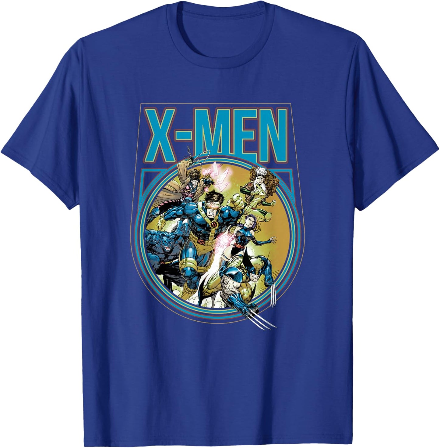 Marvel X-Men Vintage Circle Heroic Group Shot T-Shirt - T-Shirt | Royal