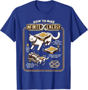 Science Experiment Perpetual Mobile Infinite Energy Cat T-Shirt - T-Shirt | Royal