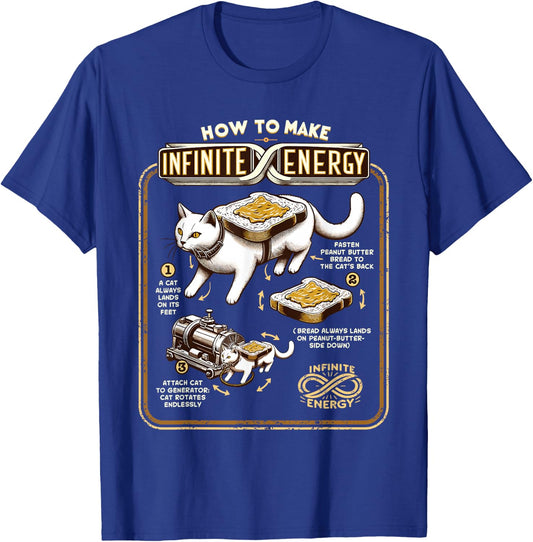 Science Experiment Perpetual Mobile Infinite Energy Cat T-Shirt - T-Shirt | Royal