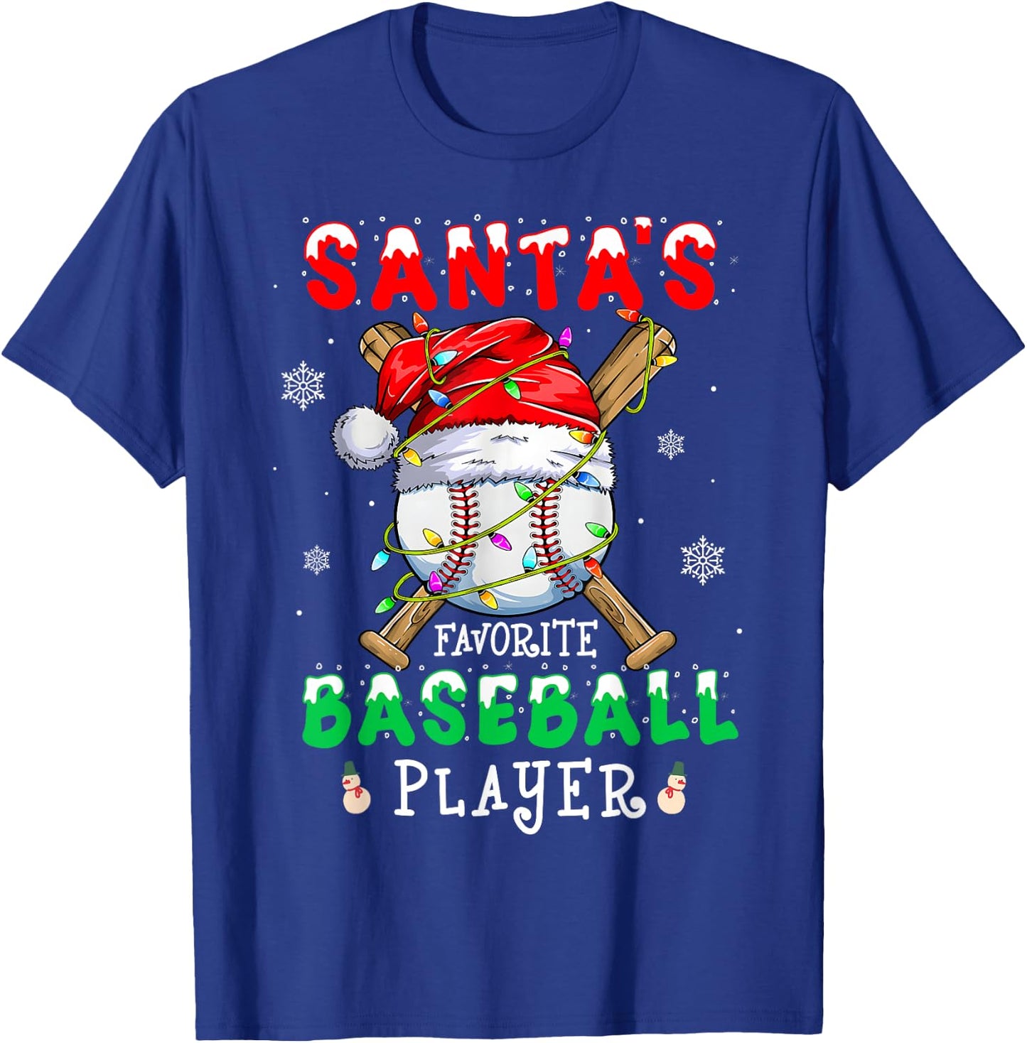 Santa's Favorite Baseball Player Christmas Pajama Men Women T-Shirt - T-Shirt | Royal