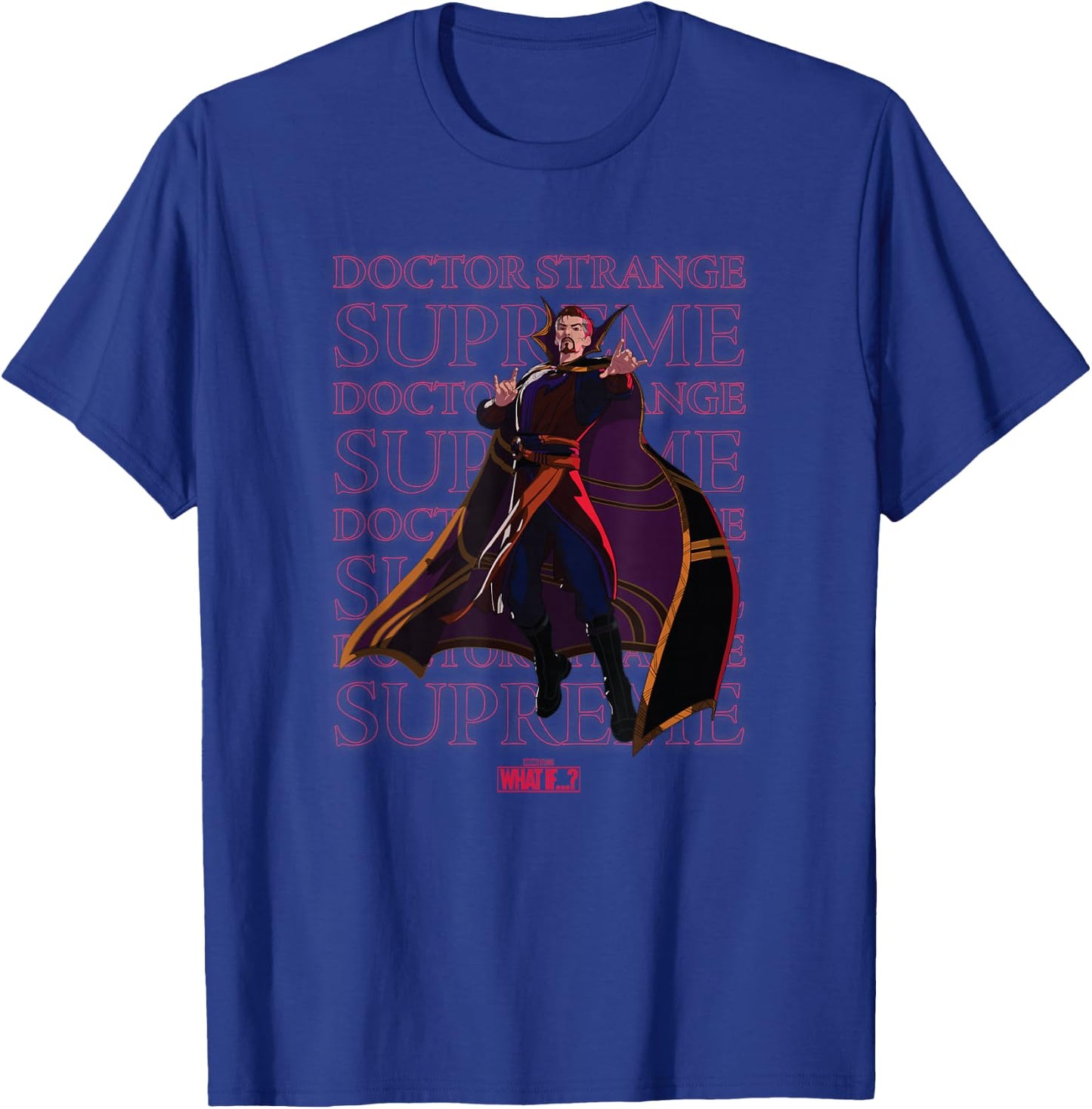 Marvel What If Doctor Strange Supreme Text Stack Portrait T-Shirt - T-Shirt | Royal
