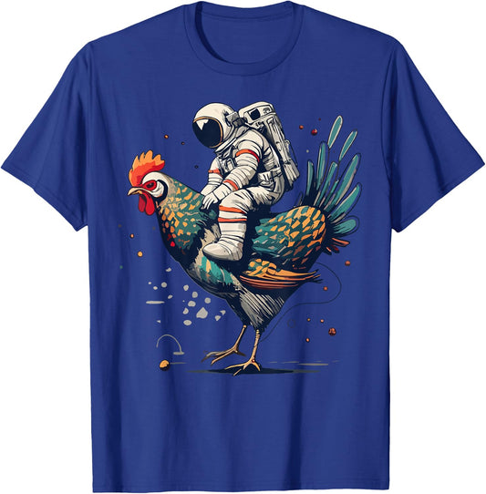 Astronaut on a chicken in space T-Shirt - T-Shirt | Royal