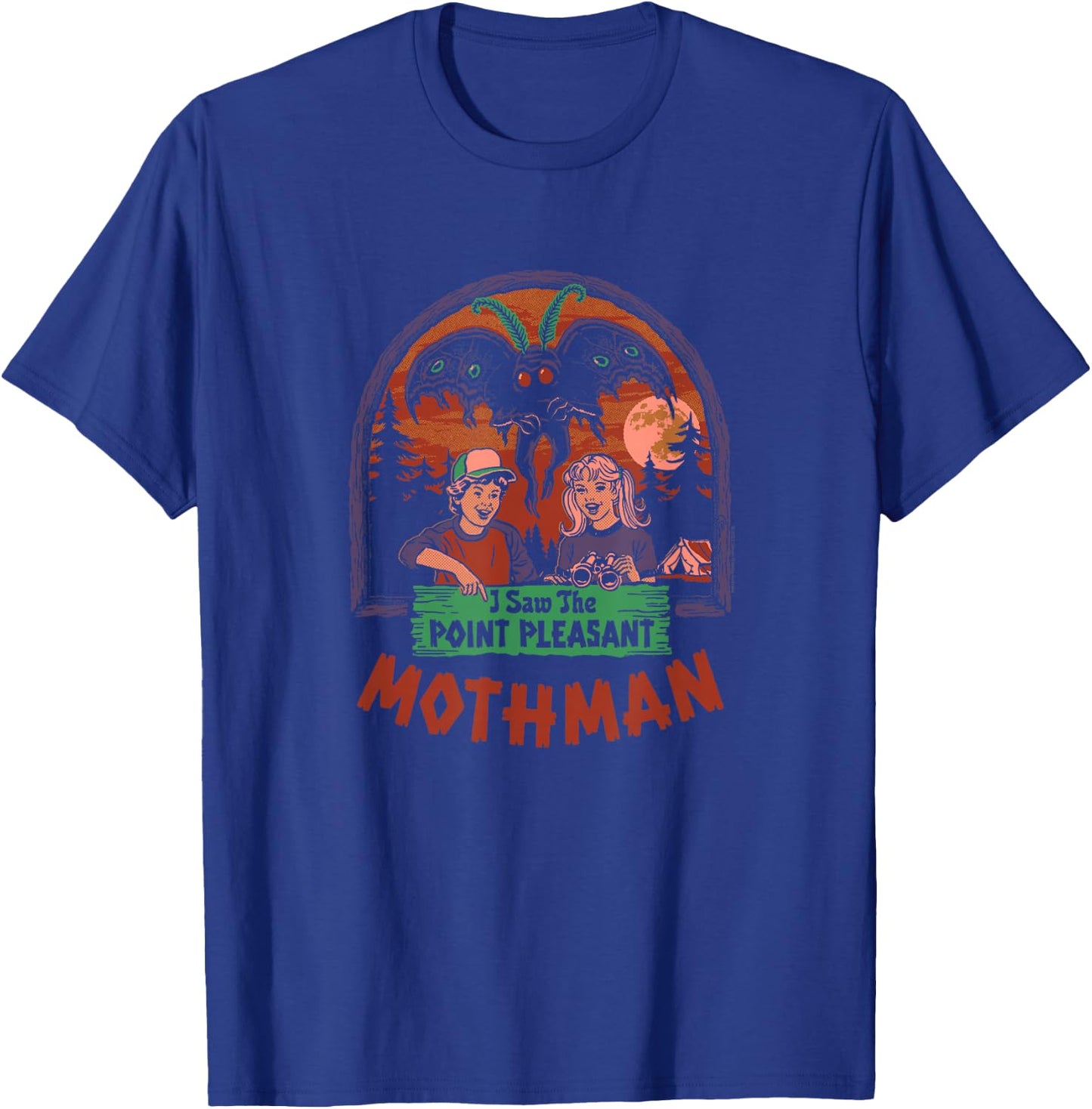 Steven Rhodes I Saw The Mothman Vintage Cryptid Dark Humor T-Shirt - T-Shirt | Royal