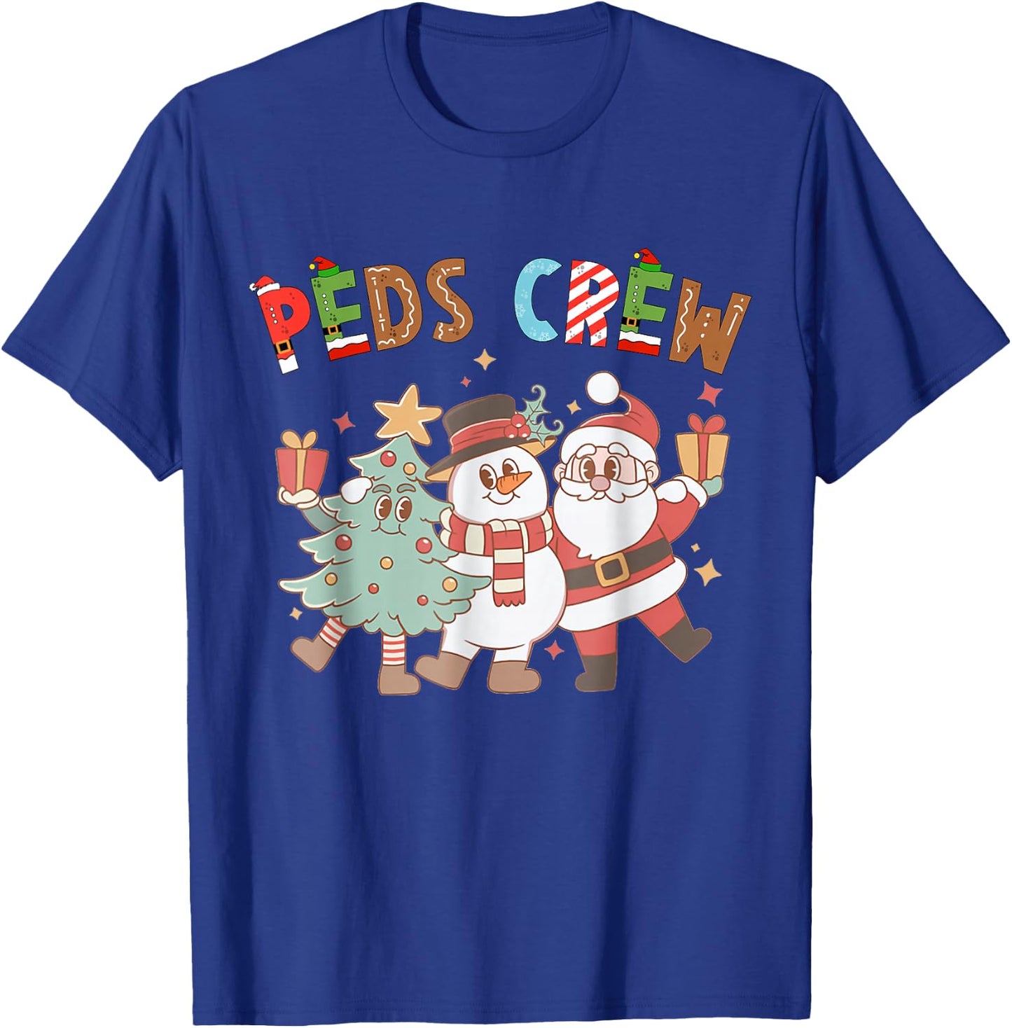 Retro Peds Crew Christmas Pediatric Nurse Nursing Group T-Shirt - T-Shirt | Royal