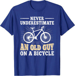Never Underestimate An Old Guy On A Bicycle Cycling Men T-Shirt - T-Shirt | Royal