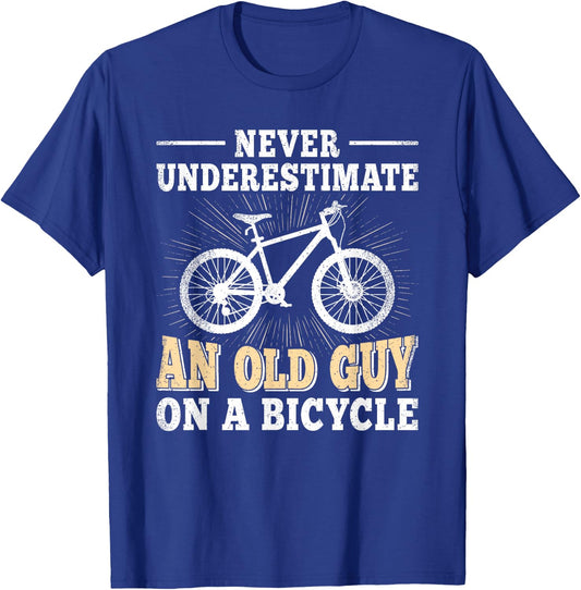 Never Underestimate An Old Guy On A Bicycle Cycling Men T-Shirt - T-Shirt | Royal