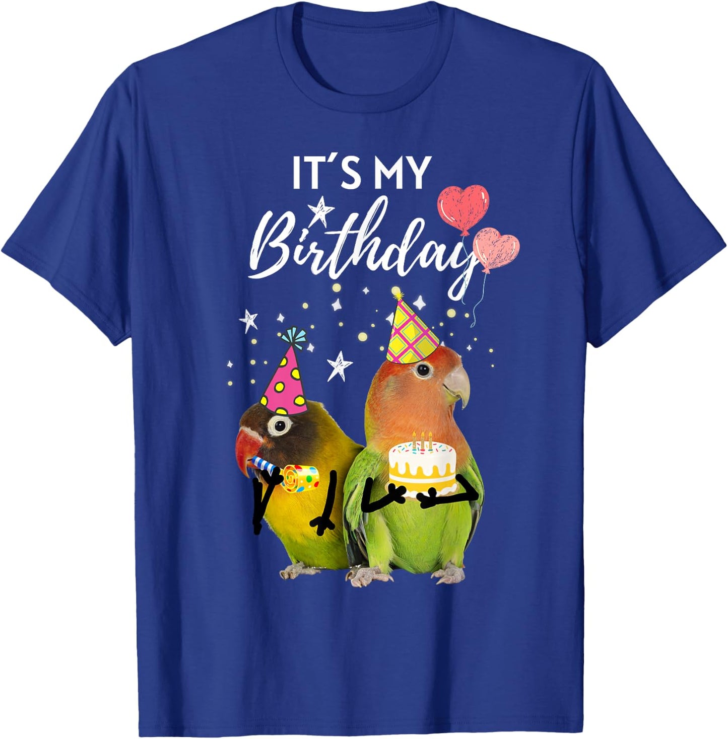 Funny Its My BirthdayParty Cake Birds Parrots T-Shirt - T-Shirt | Royal