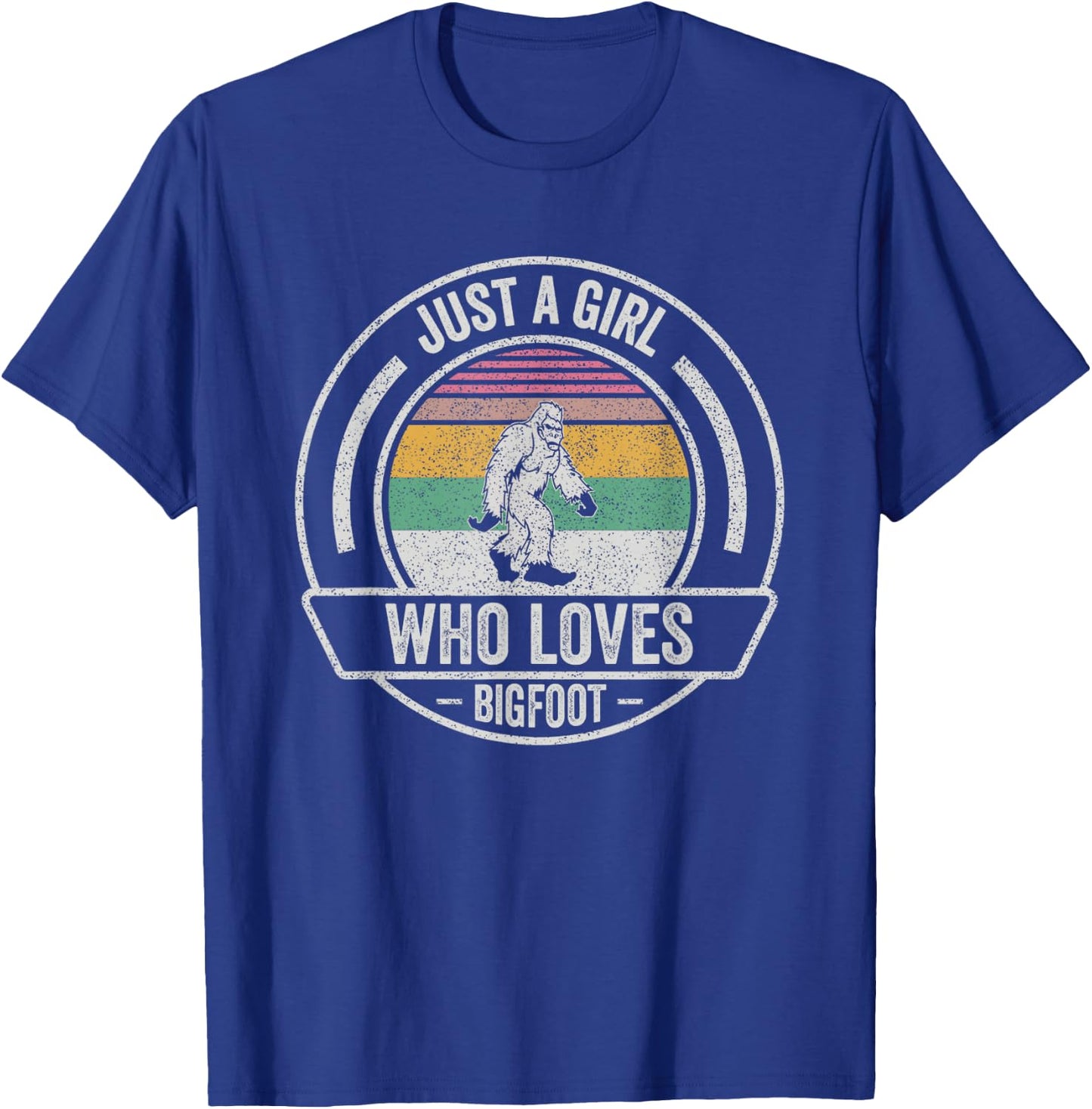 Vintage Retro Just A Girl Who Loves Bigfoot Sasquatch T-Shirt - T-Shirt | Royal