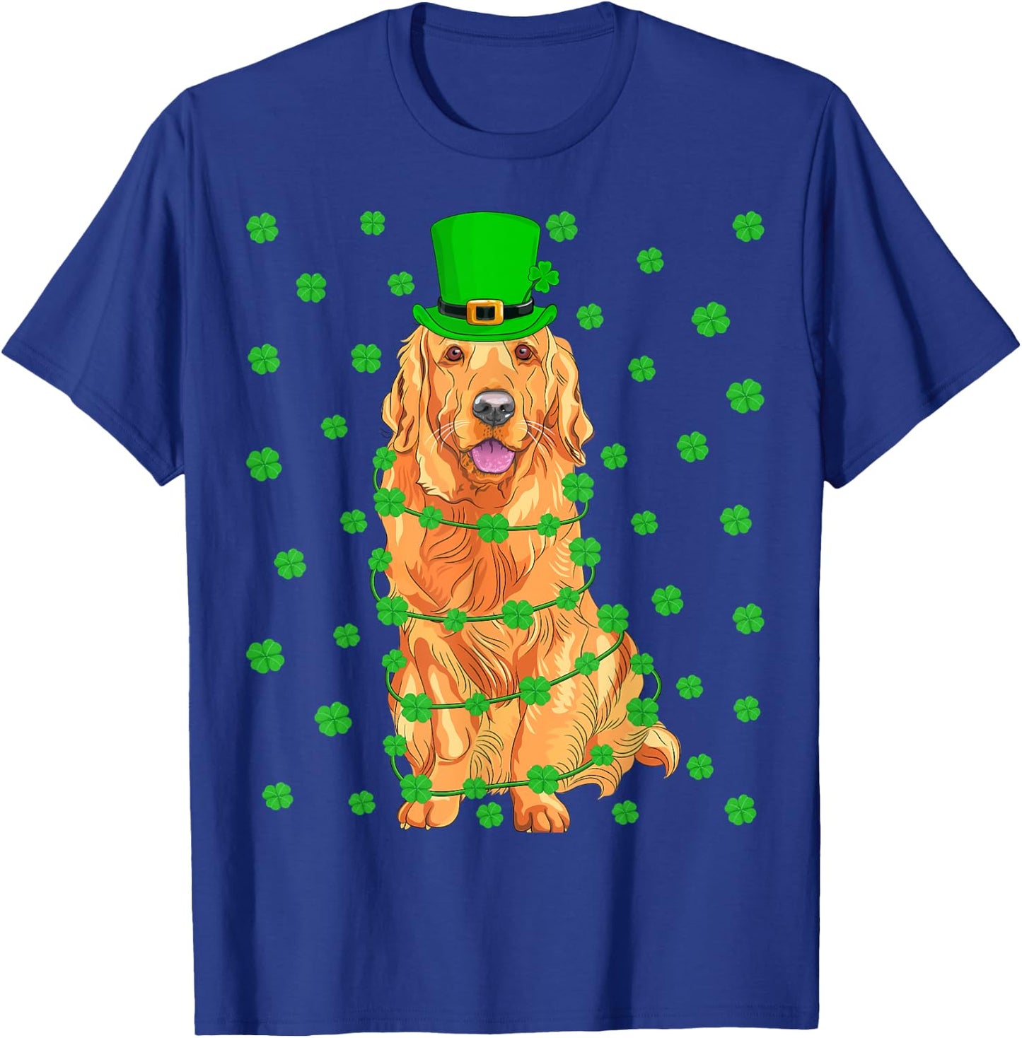 Funny Leprechaun Hat Golden Retriever Dog St. Patrick's Day T-Shirt - T-Shirt | Royal