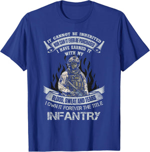 US Army Infantry Veteran Vet Gift -Adults Black Cotton T-Shirt - T-Shirt | Royal