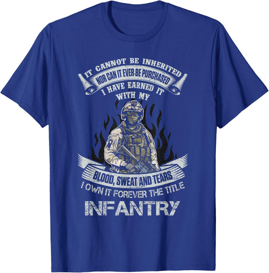 US Army Infantry Veteran Vet Gift -Adults Black Cotton T-Shirt - T-Shirt | Royal