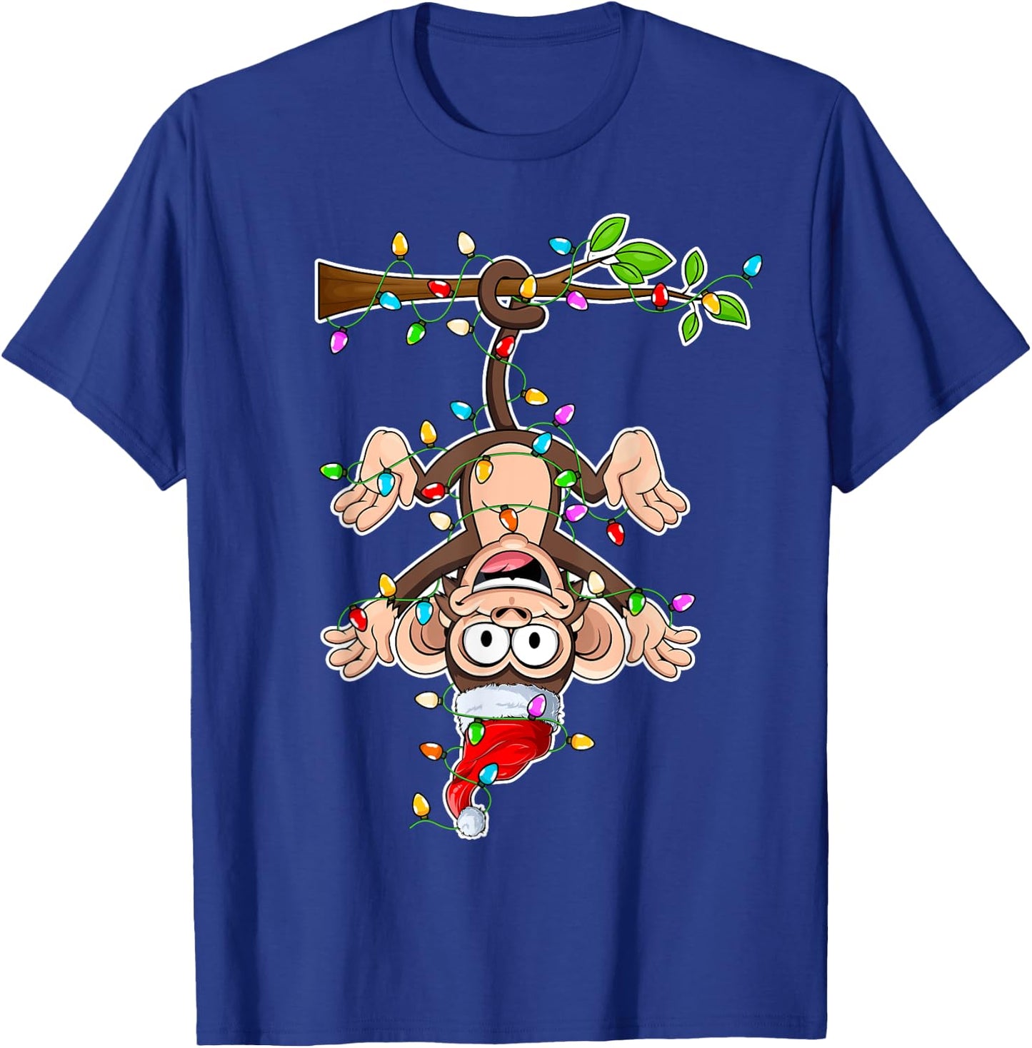 Monkey Wearing Santa Hat Christmas - Monkey Lover Xmas T-Shirt - T-Shirt | Royal
