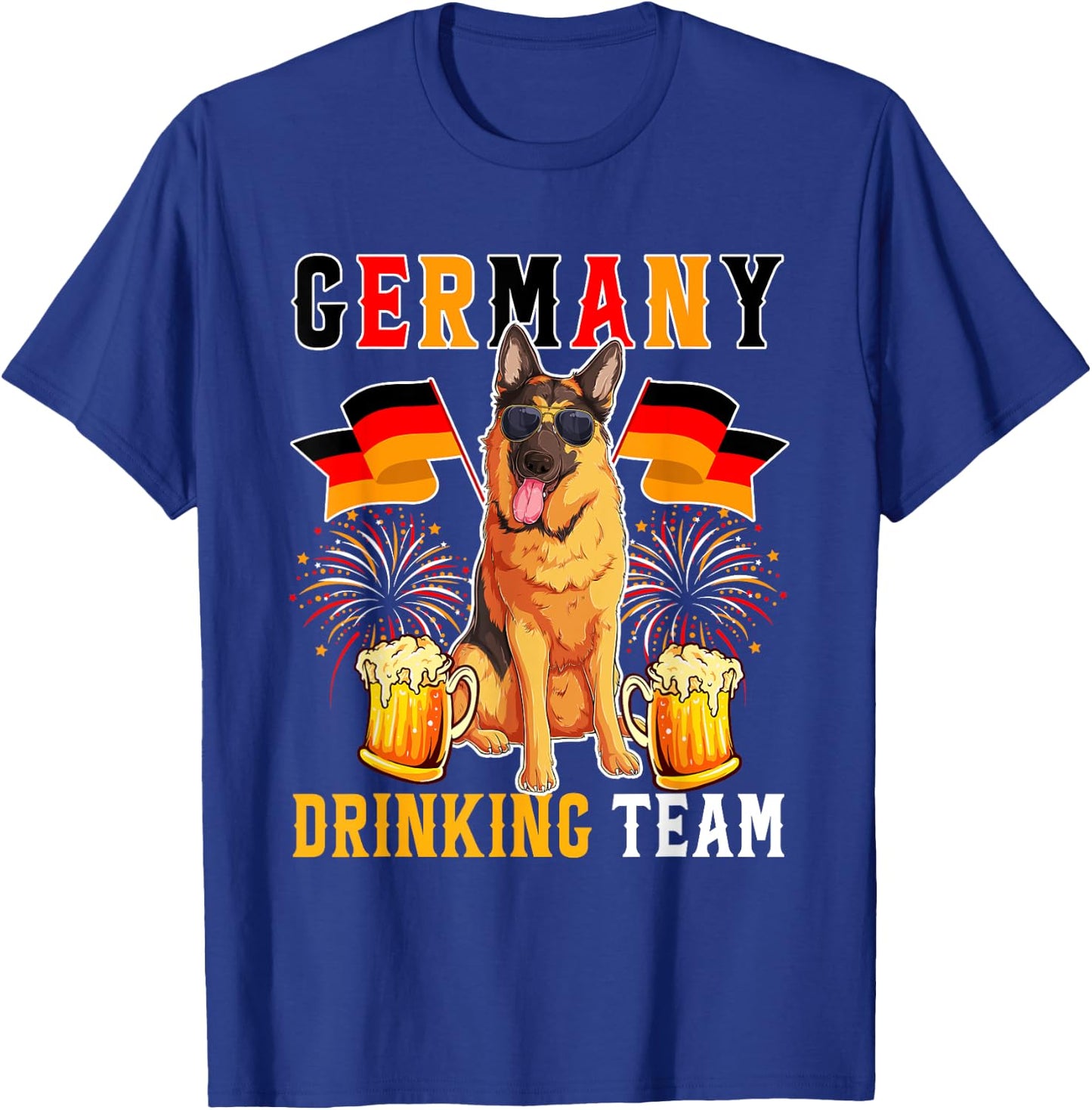 Germany Drinking Team Funny German Shepherd Sunglasses Beer T-Shirt - T-Shirt | Royal
