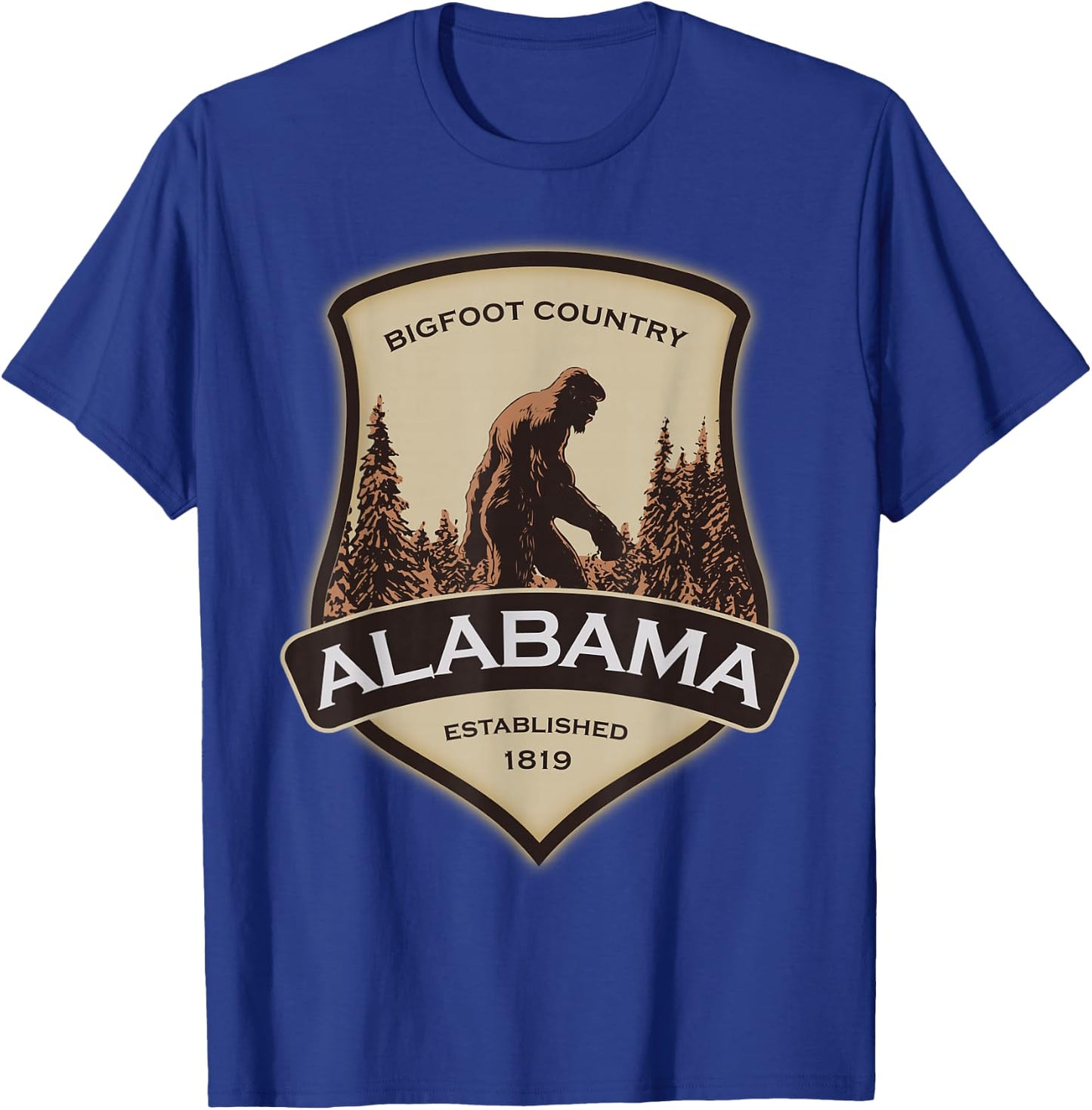 Alabama and a Bigfoot, or a Sasquatch T-Shirt - T-Shirt | Royal