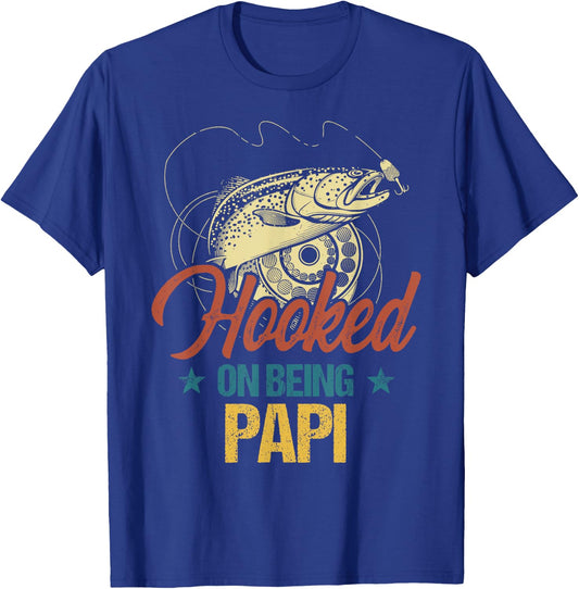 Retro Fishing Hooked On Being Papi Shirt T-Shirt - T-Shirt | Royal